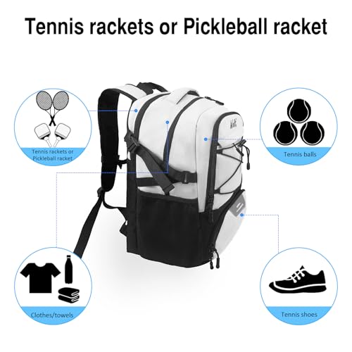WOLT Tennis Bag - Large Tennis Racket Backpack for Men & Women - Ventilated Shoe Compartment - Holds 2 Rackets - color: Beige