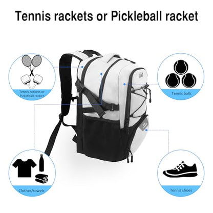 WOLT Tennis Bag - Large Tennis Racket Backpack for Men & Women - Ventilated Shoe Compartment - Holds 2 Rackets - color: Beige