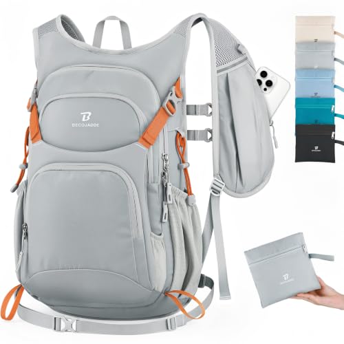BECOJADDE 20L Hiking Backpack Lightweight Travel Backpacks Water-Resistant Daypack Fits Cycling Helmets for Men Women for Daily Outdoor Camping, Mist Gray - color: Mist Gray, size: 20L