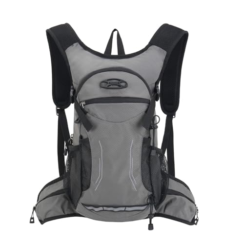 Keenso Outdoor Hiking Backpack Breathable Water Bladder Backpack 47x59x12cm Versatile Storage Multi Activity Hydration Pack for Camping Hiking Riding Adults - color: Gray