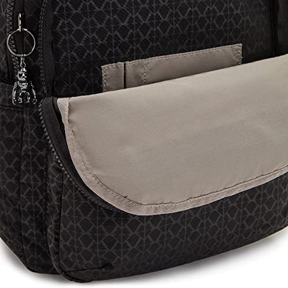 Kipling Women's Seoul 15" Laptop Backpack, Durable, Roomy with Padded Shoulder Straps, Built-In Protective Sleeve - color: Signature Emb, size: 12.75''L x 17.25''H x 8''D