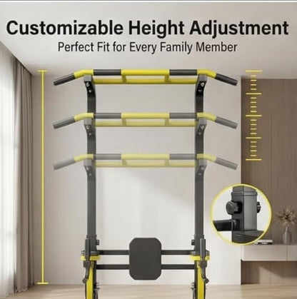 Foldable Pull Up Bar Standing for Home Gym Equipment Strength Training Calisthenics Workout with Dip Station Leg Raise Chin Up Bar Adjustable Portable Garage Gym