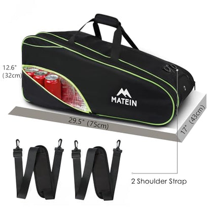 MATEIN Tennis Bag 6 Rackets, Large Racket Bag with Shoe Compartment, Cooler | Extra Large, Protective, Convertible, Removeable Shoulder Strap, Insulated Cooler Pocket, Water Resistant, Men Tournament Use