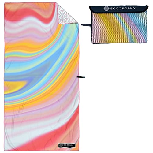 ECCOSOPHY Microfiber Beach Towel - Sand Free Towels are Quick Dry, Light Weight, Super Absorbent - Perfect Pool, Travel, Cruise, Camping Essentials - Oversized Extra Large for Adults 71x35 in - color: Maldives