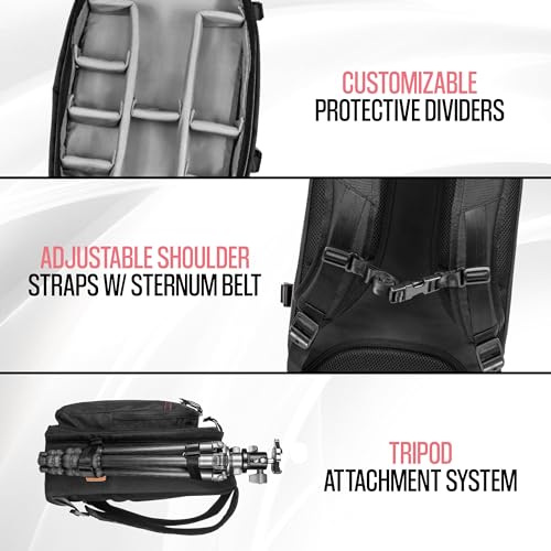 Tamrac Pasadena Camera Backpack for Photographers, DSLR Camera Bag with Laptop Compartment, Professional Photography Backpack, Camera Bag with Tripod Holder System, Travel Camera Carrying Case – Black - style: Pasadena