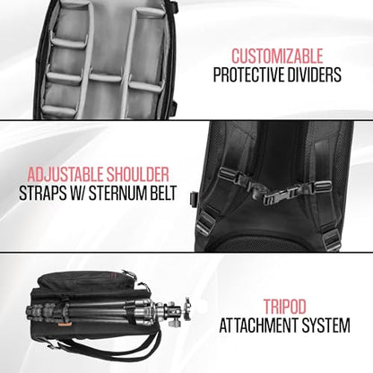 Tamrac Pasadena Camera Backpack for Photographers, DSLR Camera Bag with Laptop Compartment, Professional Photography Backpack, Camera Bag with Tripod Holder System, Travel Camera Carrying Case – Black - style: Pasadena