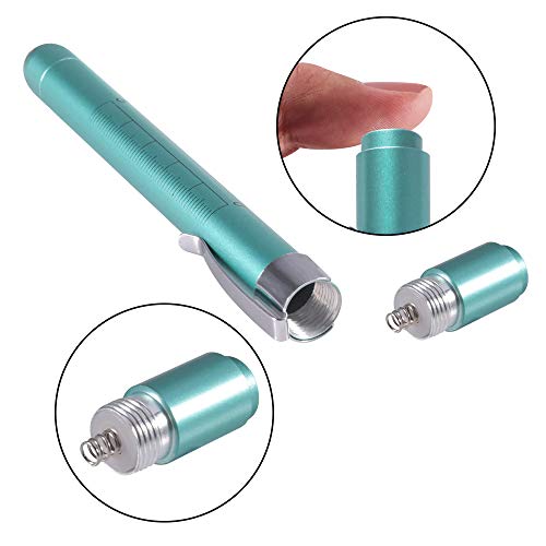 Aokin Medical Pen Light for Nurse Doctor, Reusable LED Medical Penlight Flashlight with Pupil Gauge and Ruler, White Light, Teal - color: Teal