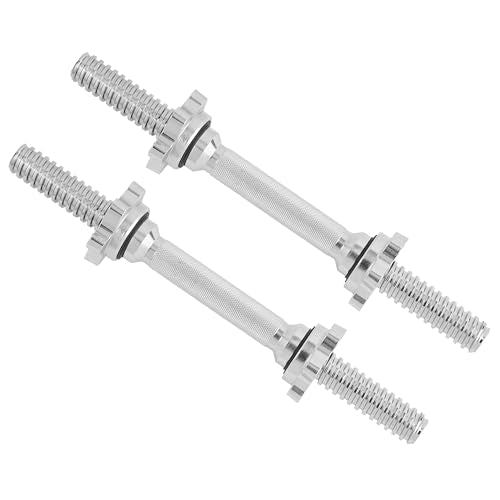 Yes4All Threaded Dumbbell Handles, Adjustable Dumbbell Bar Pair, 14/16/18/24-Inch Sizes, Fits 1" or 1.15" Plates, Non-Slip Grip, Secure Star-Lock Collars - color: 14"- Chrome - Silver, size: 1 inch
