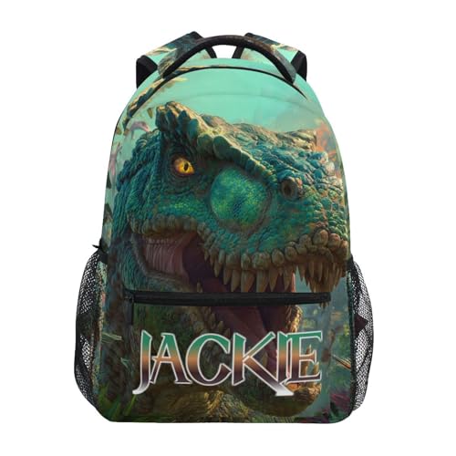 susiyo Custom Name Backpack Personalized School Bookbag Jungle Dinosaur Lightweight College Back Pack Travel Camping Casual Daypack for Teens Girls Boys Women Men - color: Custom Dinosaur