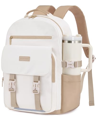 LOVEVOOK School Backpack for Teen Girls，Casual School Backpack 14-18 Teenage 15.6 Inch Laptop Bookbag, Cute Big Student Laptop Backpack for College Women Middle High School Daypack，Khaki Beige - color: Khaki Beige, size: 15.6 inches
