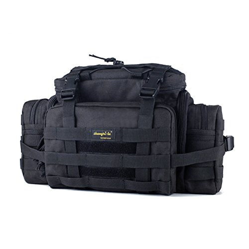SHANGRI-LA Tactical Range Bag Outdoor Sling Backpack Hiking Fanny Waist Pack - color: Black(large)