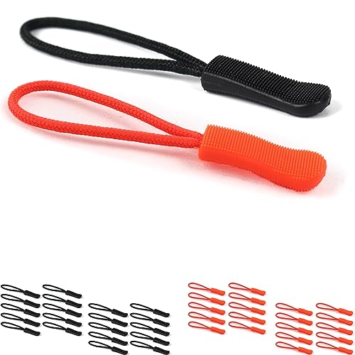 Red Snail 40PCS Zipper Pulls - Bright Fluorescent Nylon Zipper Pull Helper for Backpacks - color: 40PCS (Fluorescent Orange + Black)