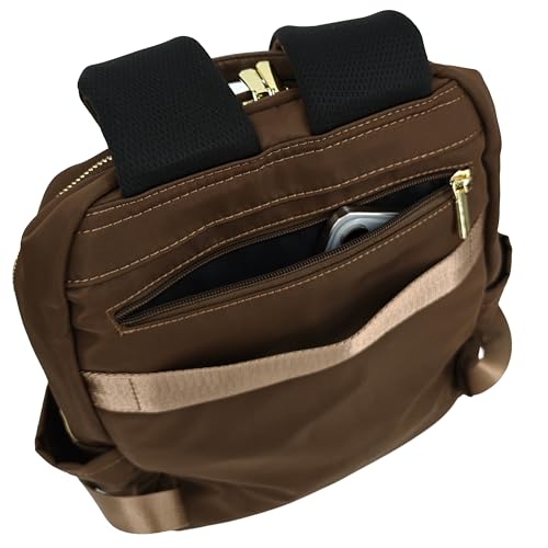 M-ioi-M Medium Backpack Purse for Women, Fashion Nylon Daypack with Gold Hardware, Lightweight Water-Resistant Rucksack for College, Work, Travel, Everyday Use, Fits 13–14" Laptop(Walnut Brown,Medium) - color: Walnut Brown,medium