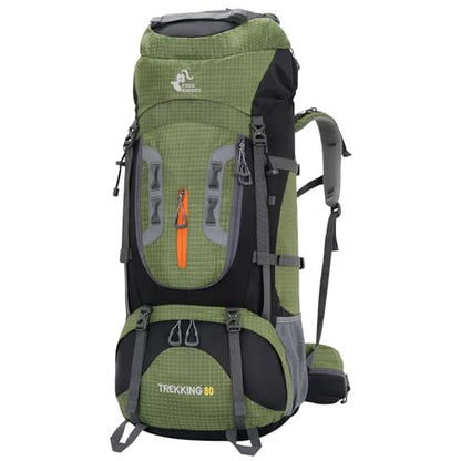 Bseash 80L Waterproof Hiking Camping Backpack with Rain Cover, Lightweight Outdoor Sport Travel Daypack for Climbing Touring (Army Green) - color: Army Green