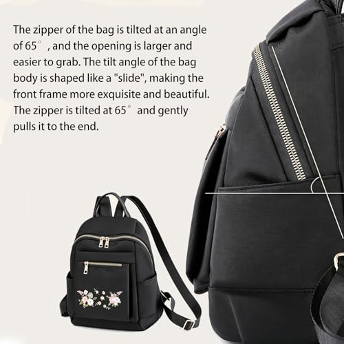 Travel Backpack Purse for Women Ladies Small Casual Daily Daypack, Water-Resistant Mini Fashion Cute Bookbag for Woman Lady, Lightweight Anti-theft Trendy Shoulder Handbag Satchel Bags, Black