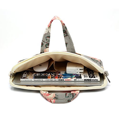 canvaslife Grey Rose Pattern Laptop Shoulder Messenger Bag, 15 inch | 14-15.6 inch Fit - color: Grey Rose