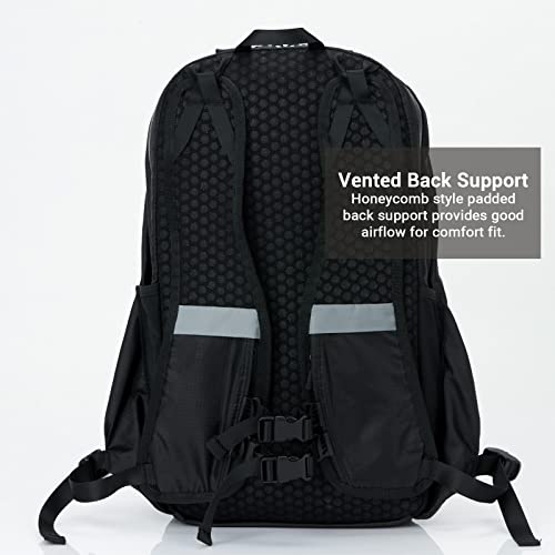 PUREVAVE 16L Hiking Backpack Lightweight Nylon Travel Daypack with Vented Harness and Ergonomic Shoulder Straps, Black