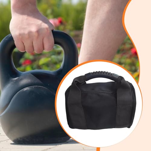 Kettlebell Sandbag Bag Only with Handle - Sand Weights Bag for Functional Fitness, Boxing, Bodybuilding (Sand Not Included) - color: Black