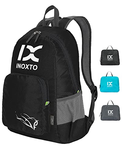 INOXTO 20L Lightweight Hiking Backpack Small Foldable Hiking Daypack for Outdoor Hiking Travel Camping (Black) - color: Black