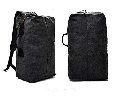 Large Capacity Travel Climbing Bag Tactical Military Duffel Bag Top Load Double Strap Canvas Backpack - color: Bk