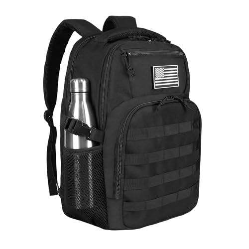 15.6'' Travel Laptop Backpack for Men, 30L Tactical College Backpacks with Water Pouches Both Sides, Portable Backpack for Men Women Business Work Bag Fight Approved, Black Backpack - color: 30l Black