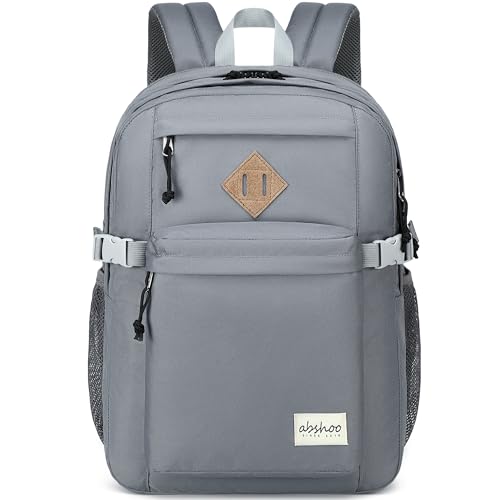 abshoo 32L Backpack for School College Bookbag Middle High School Backpacks Casual Daypack Travel Backpack (Grey) - color: Grey