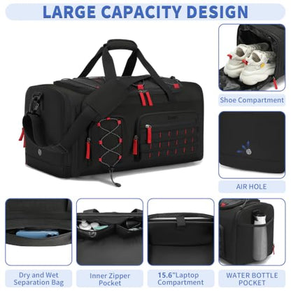 BOSSTIN Gym Bag for Men & Women, 45L-50L Expandable Sports Duffle Bag - color: Black