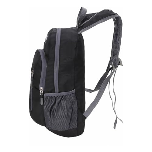 MounTop Outdoor Lightweight Foldable Water Resistant Backpack for Travel Hiking Riding - color: Black