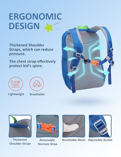 MOUNTAINTOP 18L Kids Backpack, Lightweight Children Daypack for Boys Girls, School Bag with Chest Strap, 29 * 16 * 45CM - color: Blue