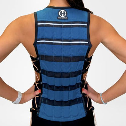 Hyperwear HyperVest ELITE Adjustable Weighted Vest for Women and Men — Thin Steel Weights, Stretch CORDURA Fabric — Weight Vest for Walking, Running, Strength Training - size: Large 10 Pounds Blue