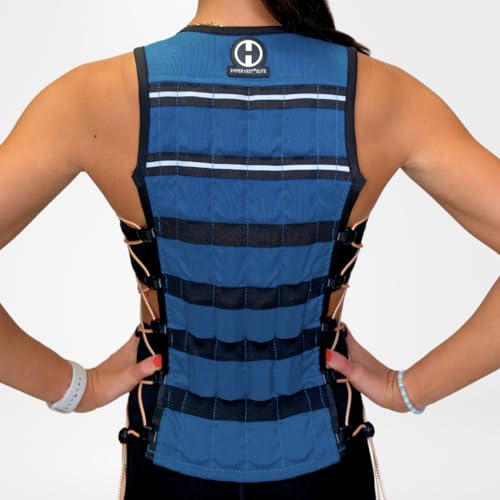 Hyperwear HyperVest ELITE Adjustable Weighted Vest for Women and Men — Thin Steel Weights, Stretch CORDURA Fabric — Weight Vest for Walking, Running, Strength Training - size: Large 10 Pounds Blue