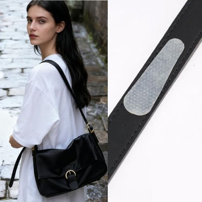 Non-Slip Grip Strip Pad - 12 Pack Clear Anti-Slip Patches for Purse Strap, Backpack Strap Keeper, Shoulder Straps for Bags - Fits Leather & Nylon (6 small, 6 big)