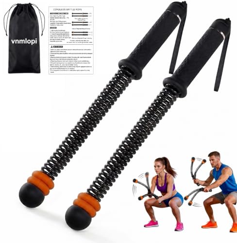 Ropeless Battle Rope with Adjustable Weights, Weighted Cordless Battle Ropes for Home Gym, Portable Strength Training Equipment for Small Space Workout, Heavy Duty 2-Pack Set
