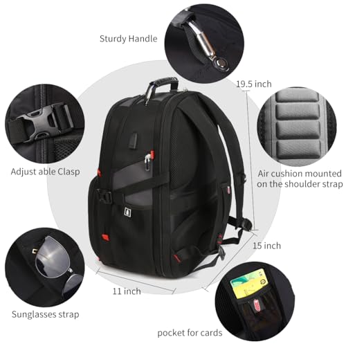 SHRRADOO Extra Large 50L Travel Laptop Backpack with combination lock, College Backpack Airline Approved Business Work Bag Fit 17 Inch Laptops for Men Women,Grey - color: Grey