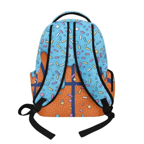 Suobstales Basketball Ice Cream Drip Print Backpack Daypack for Boys Girls, Large Capacity 17 Inch School Bag Lightweight Portable Knapsack Shoulder Bookbag Rucksack Satchel for Student - color: Basketball Ice Cream Drip 2