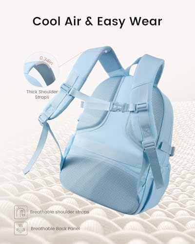 LOVEVOOK School Backpack for Girls, Large Capacity 16 Laptop Backpack with Insulated Lunch Box & Tumbler Pockets, Multi-Compartment Bookbag, Water-Resistant Travel Backpack, Ice Blue - color: Ice Blue Lunch