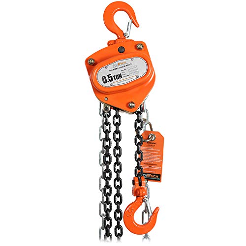Prowinch 1100 lbs 0.5 Ton Manual Chain Hoist with 20 ft Lifting Height, Featuring a Durable G80 Black Tempered Chain for Reliable Heavy-Duty Lifting - size: 1/2 TON 20 FT