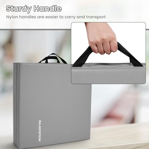 BalanceFrom 6x2 Feet 3-Panel Folding Gymnastics Mat – 2-Inch Thick Pad with Vinyl Surface and Carrying Handles for Tumbling, Yoga, Pilates, Home Workouts, and Martial Arts - color: Gray