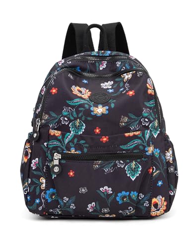 Pealwel Mini Backpack Purse for Women,Small Nylon backpacks for Ladies Backpacks Women Anti Theft Travel Bag (Flower) - color: Flower