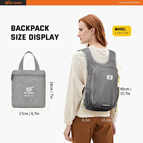SKYSPER Small Daypack 10L/15L/20L Hiking Backpack Packable Lightweight Travel Day Pack for Women Men - color: Grey, size: 10l