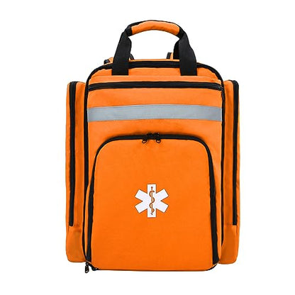 First Aid Backpack Empty,First Aid Medical Backpack,EMS EMT First Aid Bag Empty,Emergency Bag,Trauma Bag for Camping,Hiking,Outdoor Travel - color: Orange