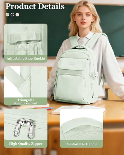Aesthetic College Backpacks For Women Men,Waterproof High School Back pack,Kawaii Backpack For Teens Girls Boys,Student Latop Travel Backpack(Mint Green) - color: A3-mintgreen