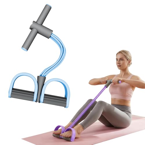 Pedal Resistance Band with Handles, 2026 Upgrade 6-Tube Pedal Resistance Band Multifunction Elastic Yoga Resistance Band for Full Body Workout, Stretching, Waist, Arm, Leg - color: blue