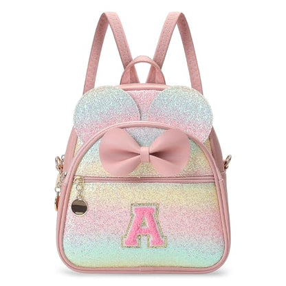Birthday Gift for 2 3 4 5 6 7 8 9 10 Year old Girls Personalized Initial Mini Backpack Purse for Toddler Kids-Shine-A - color: Shine, style: A