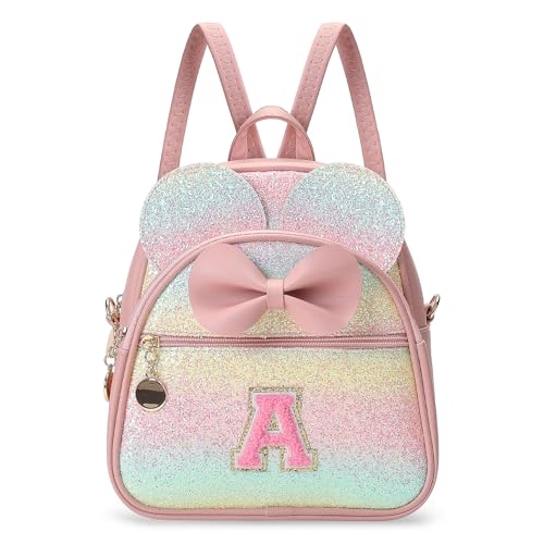 Birthday Gift for 2 3 4 5 6 7 8 9 10 Year old Girls Personalized Initial Mini Backpack Purse for Toddler Kids-Shine-A - color: Shine, style: A