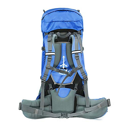 Wind Tour Outdoor 60L Ripstop Trekking Bag Sport Backpack with Rain Cover for Climbing Cycling (Blue) - color: Blue