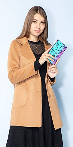 LOVEVOOK Geometric Luminous Purses and Handbags for Women Holographic Reflective Crossbody Bag Wallet - color: Flapped Wallet