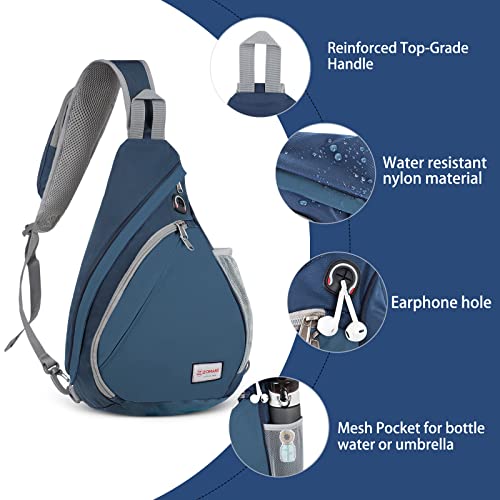 ZOMAKE Sling Bag,Small Crossbody Sling Backpack,Water Resistant Shoulder Daypack for Travel,Anti Thief Chest Bag for Hiking(Navy Blue) - color: Navy Blue