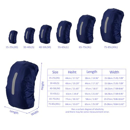 M METERXITY Backpack Rain Cover - Waterproof Lightweight Cover with Vertical Reflective Strap, Apply to Cycling/Hiking/Mountain Climbing (40-50L, M, Dark Blue)