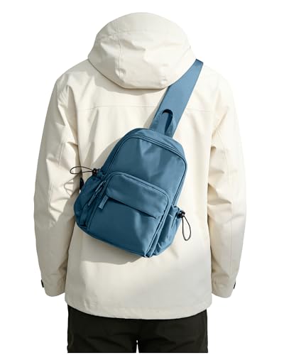 Blue Crossbody Sling Backpacks Sling Bag for Men Women, Small Shoulder Backpack, Anti Theft One Strap Motorcycle Backpack, Mini Tactical Chest Bags Daypack for Casual Travel Hiking Gym Outdoor Sports - color: A0-blue